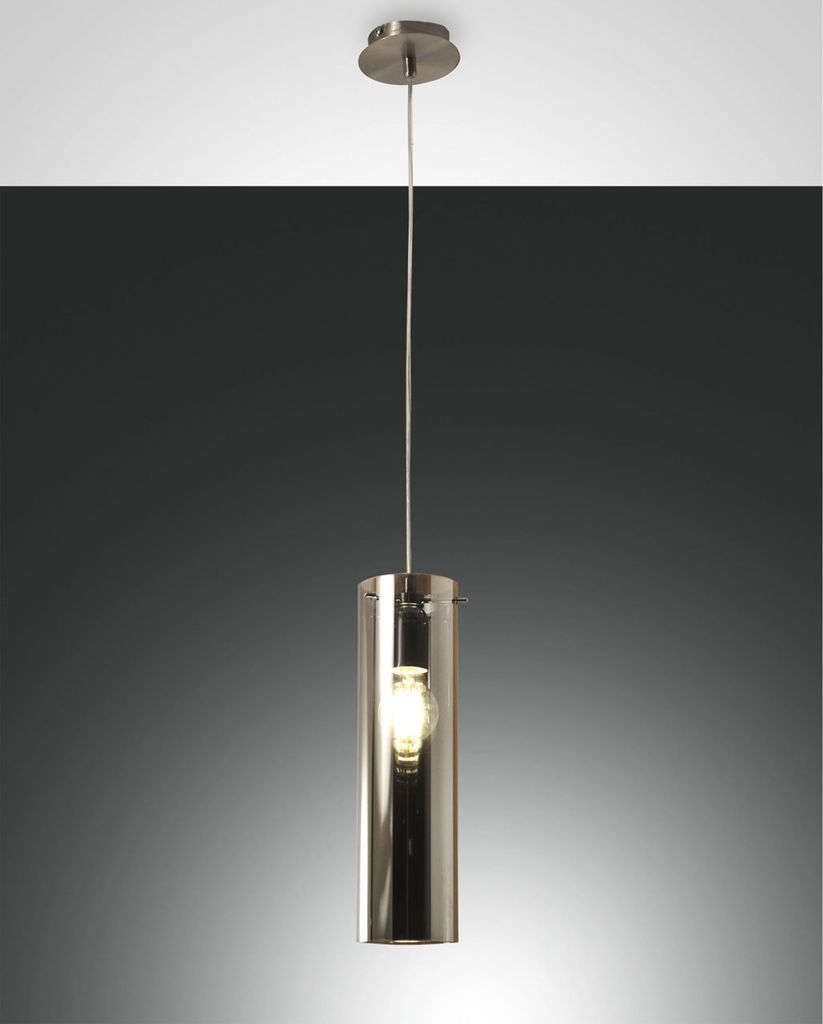 Fabas Luce Pendelleuchte LB25 Nickel satiniert fum excl.E27 Produktbild 
