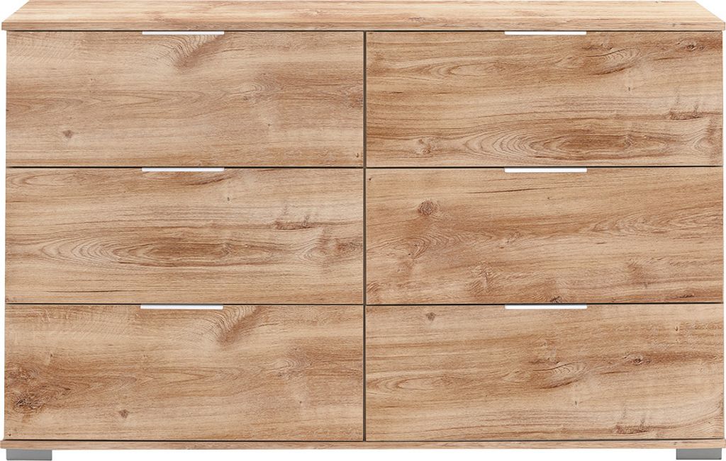 Schlafzimmer Kommode mit 6 Schubladen in Plankeneiche Nb. ELSTRA-43, B/H/T ca. 130/83/41 cm