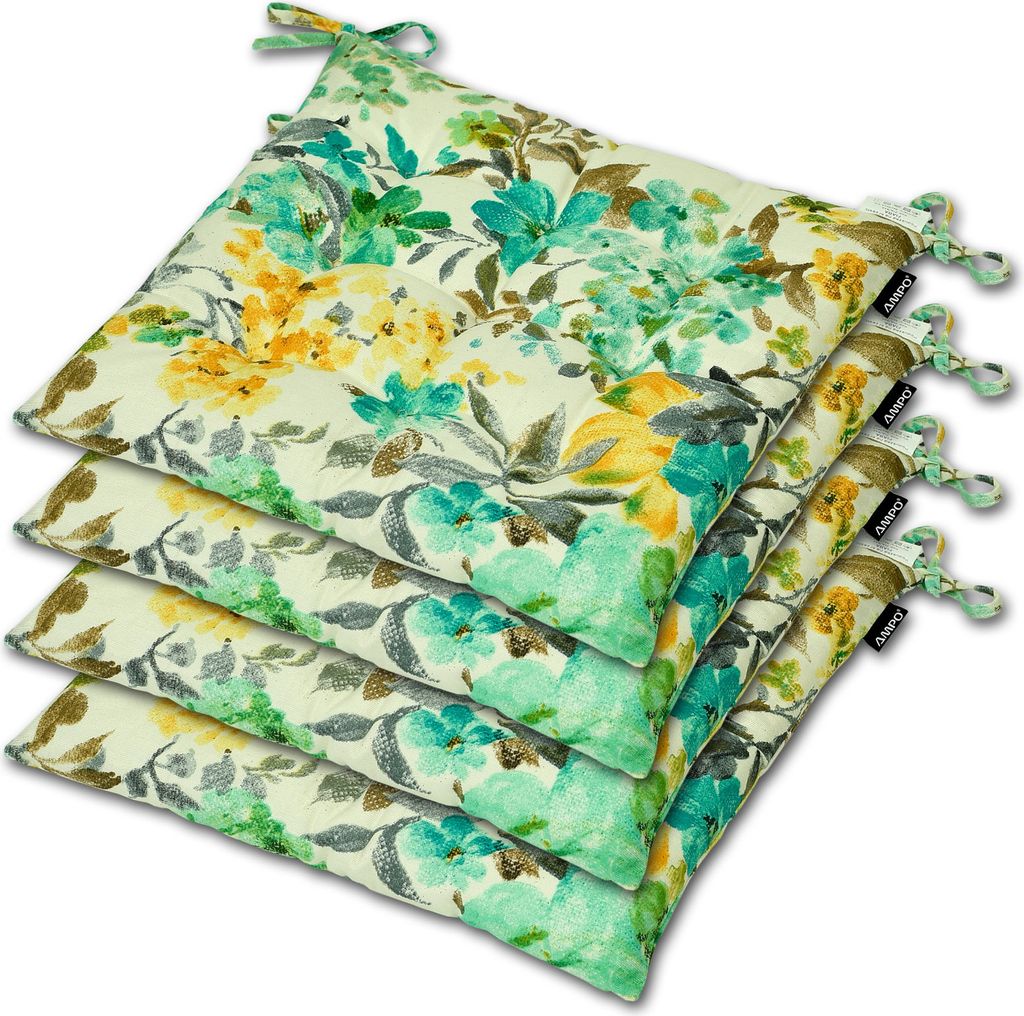 AMPO Sitzkissen Stuhlauflage Stuhlkissen Auflage 4er Set Kissen Sitzpolster 36x36 cm