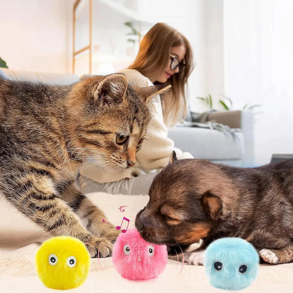 Balle Chat Interactive avec Sons Naturels et Herbe à Chat Intégrée x3 - 13