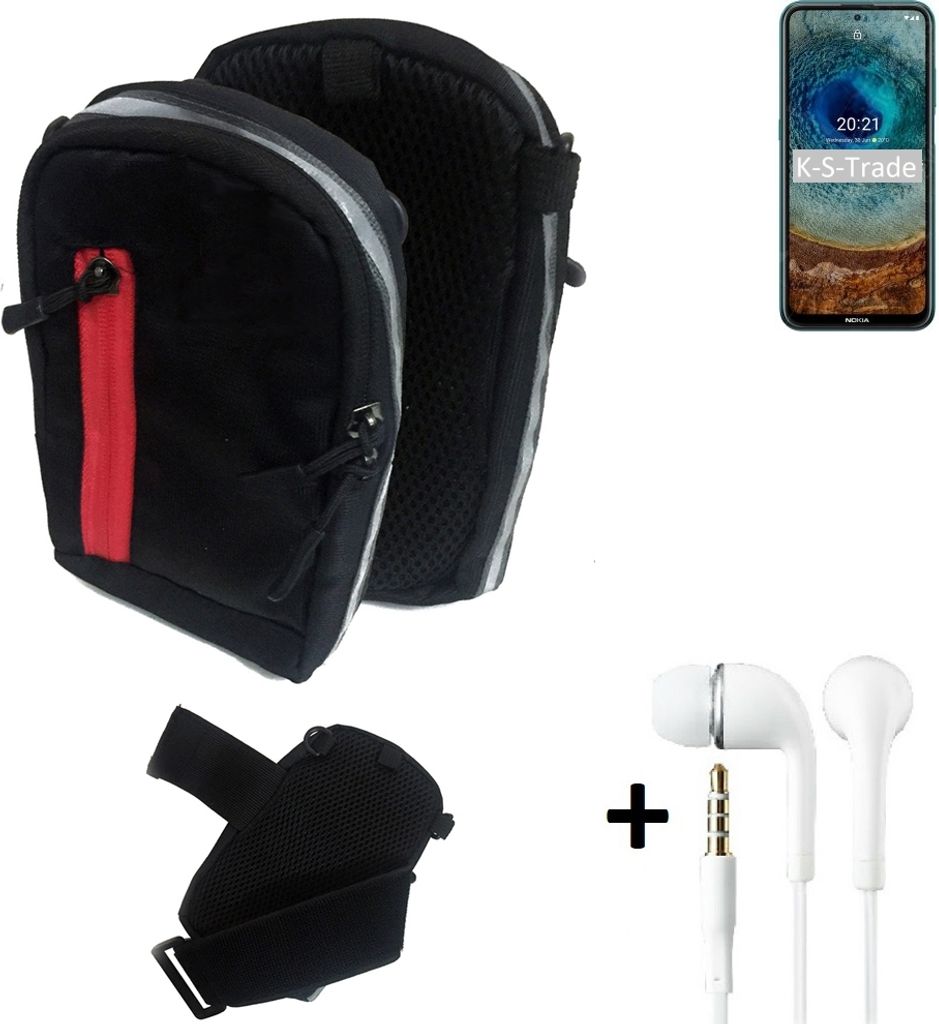 K-S-Trade Outdoor Gürteltasche Holster Umhängetasche + Kopfhörer kompatibel mit Nokia X100 schwarz Handy Tasche Case travelbag Schutzhülle