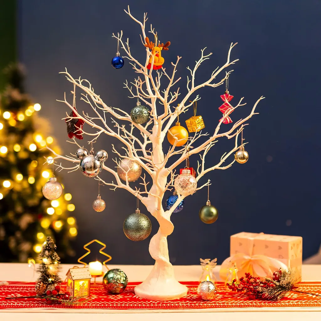 Arbre Décoratif Blanc 80cm : Solution Gain de Place pour Sapin de Noël