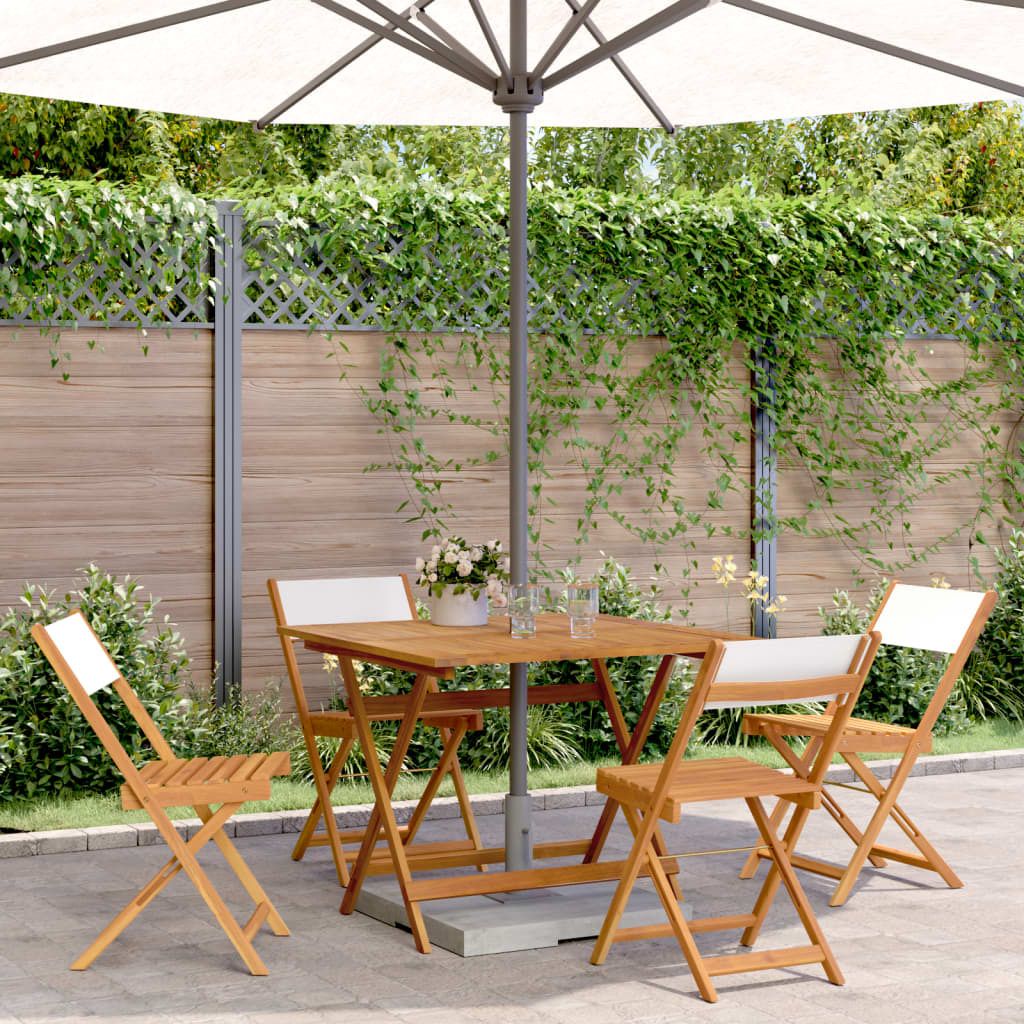 Maison Exclusive - 5-tlg. Garten-Essgruppe Stoff und Massivholz Cremeweiß