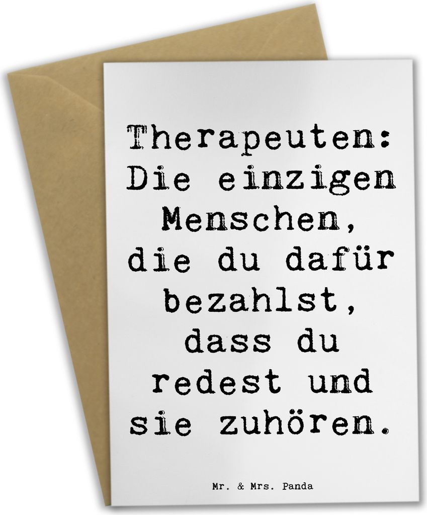 Mr. & Mrs. Panda Klappkarte Spruch Wunderbare Therapeutin - Weiß - Geschenk, Beileidskarte, Engagement, Beruf, Herzenswärme, Berufe, handgefertig...