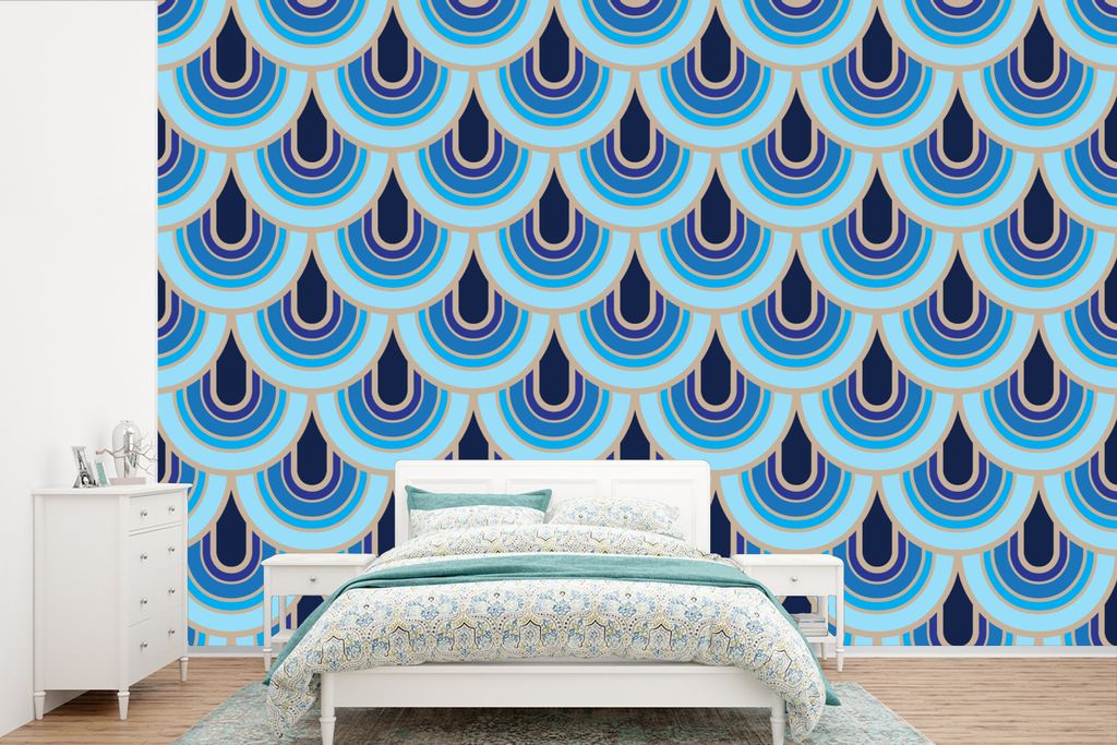 MuchoWow Fototapete für Wohnzimmer oder Schlafzimmer Wandtapete Vinyl Motivtapete Retro - Muster - Jugendstil - 390x260 cm - Papiertapete