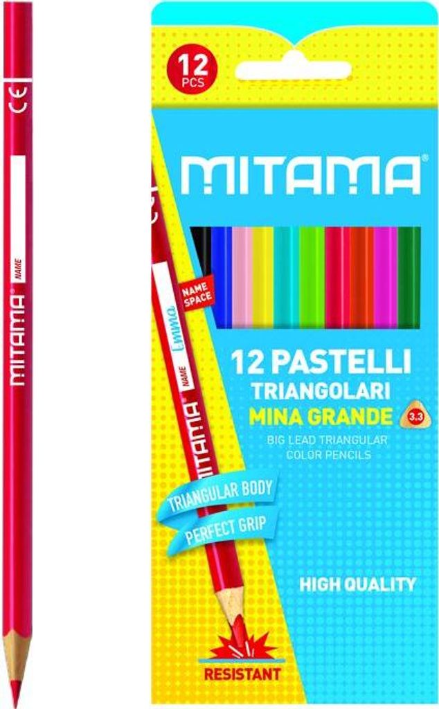 Buntstifte 12 Farben, dreieckig, MITAMA 61991