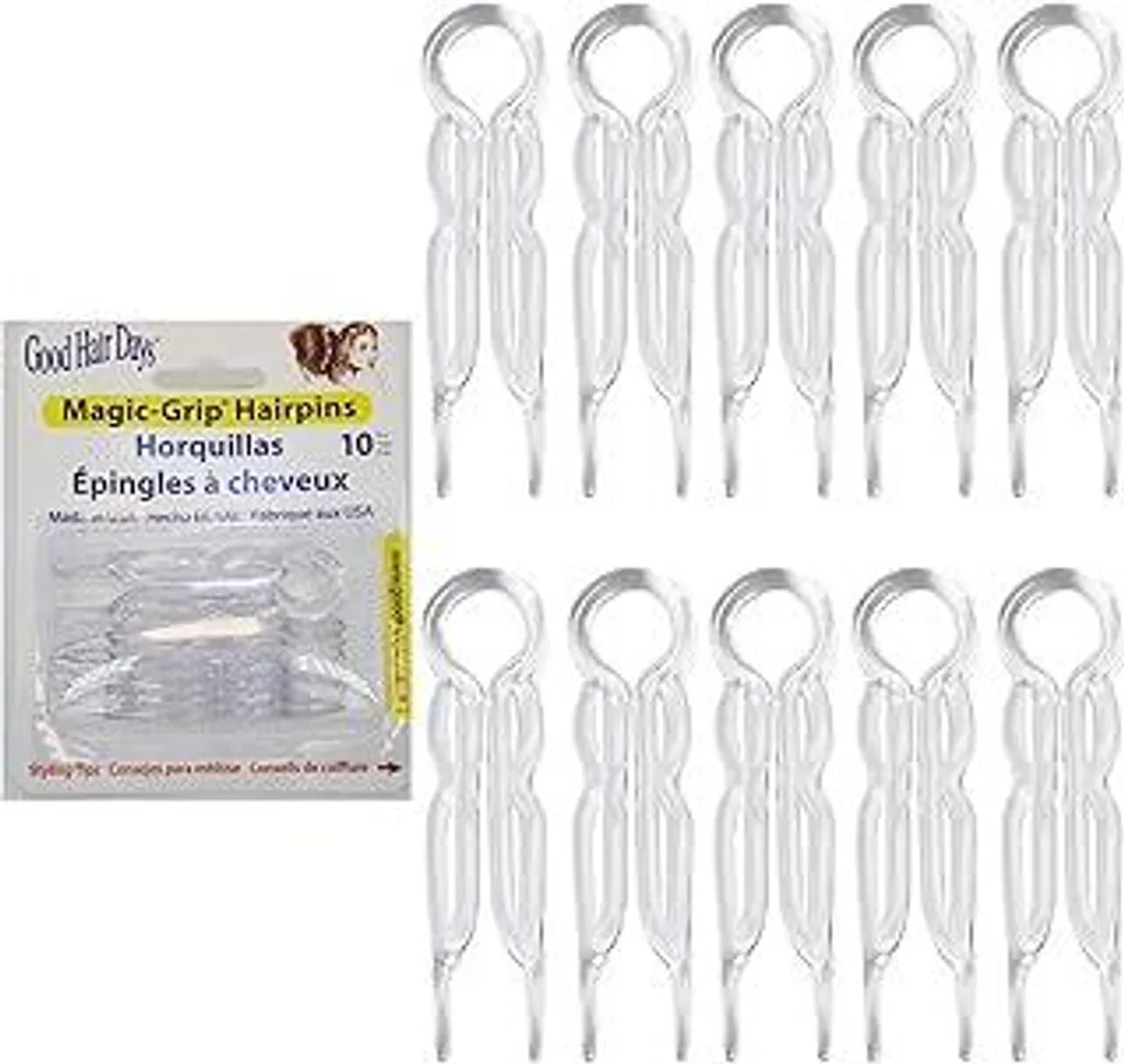 Good Hair Days Forcine per capelli, plastica, forcine Magic Grip a forma di U, forcine resistenti e durevoli per capelli fini, spessi e lunghi, accessori per l'acconciatura, set da 10 (cristallo)