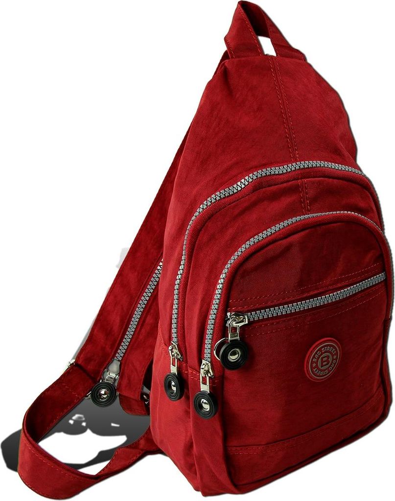 Bag Street Rucksack Crinkle Nylon rot trendiger Damen Cityrucksack D2ORJ200R