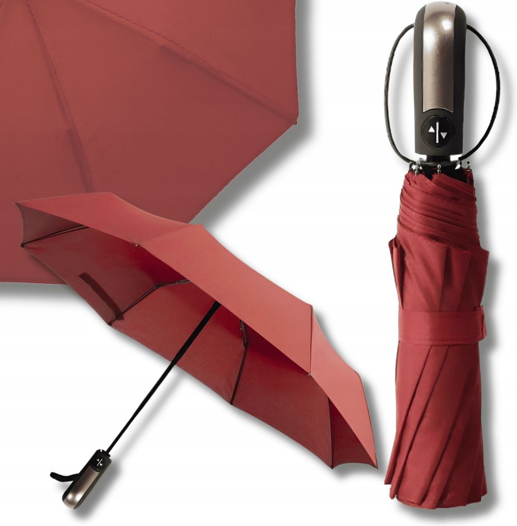 OMNA | Automatischer XL-Regenschirm - Faltbar - Rot - Langlebig und windfest - Ideal für Herren und Damen