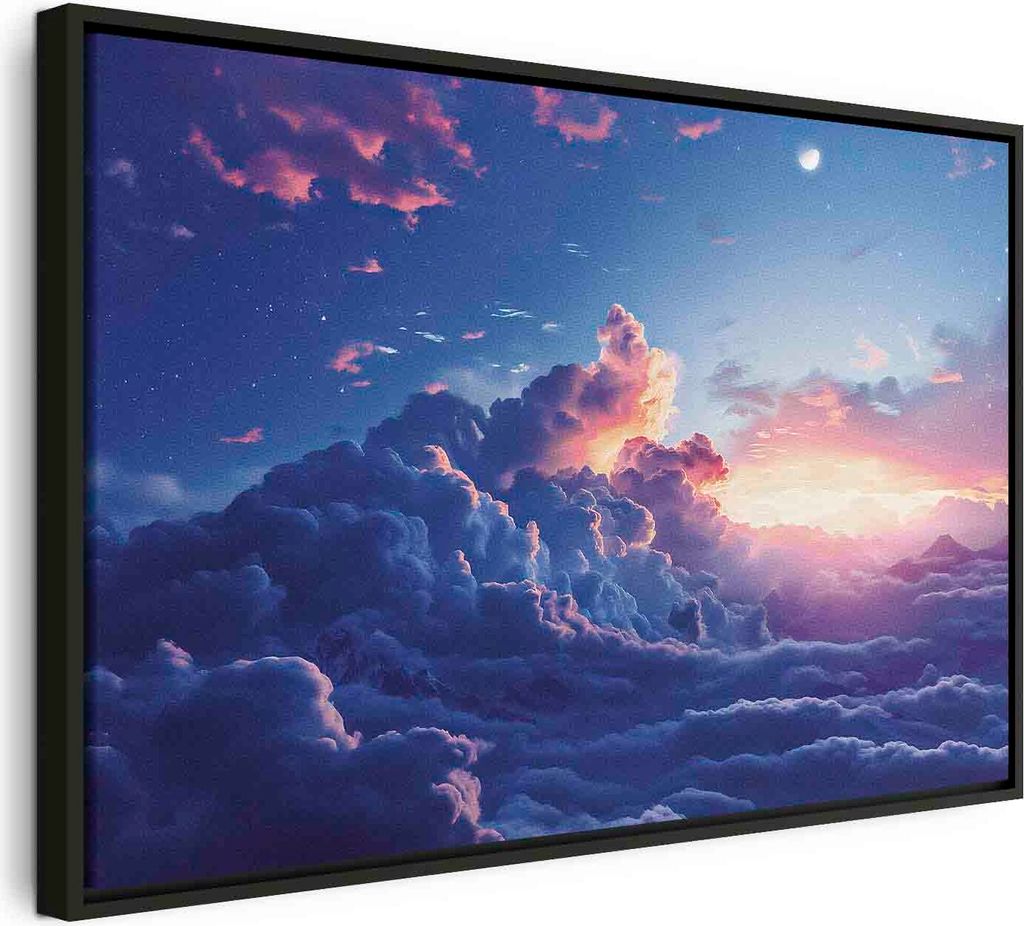 Italienischer Leinwand Leinwandbild - Night Concert in the Mountains: Clouds Illuminated by the Last Rays of the Sun 120x80 cm Muster b-H-10031-b-a