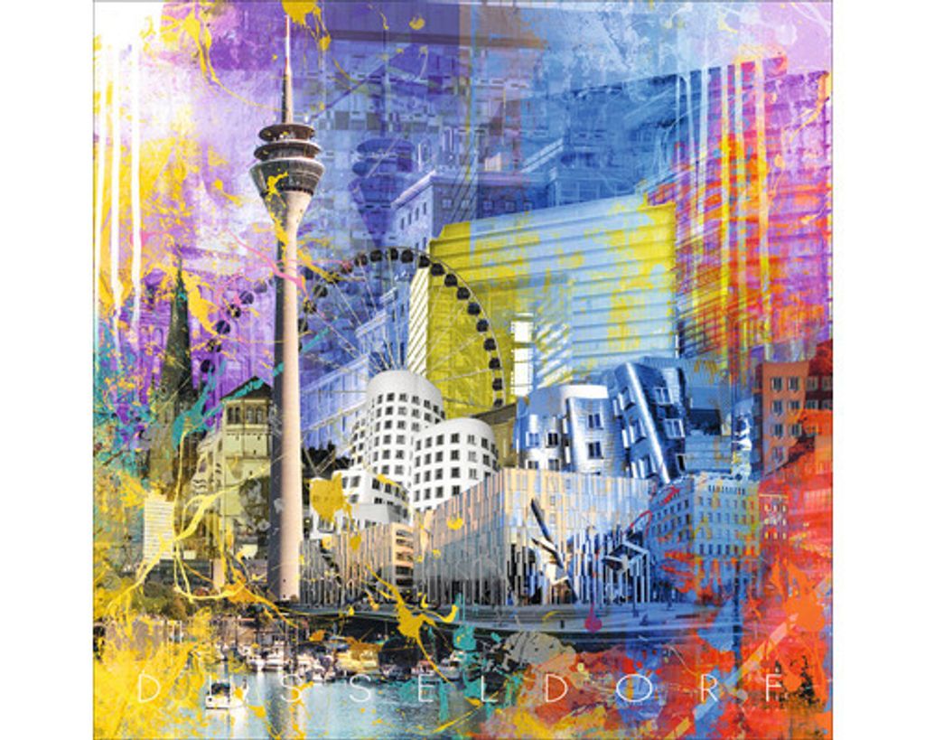 Glasbild Düsseldorf Wahrzeichen III 50x50 cm