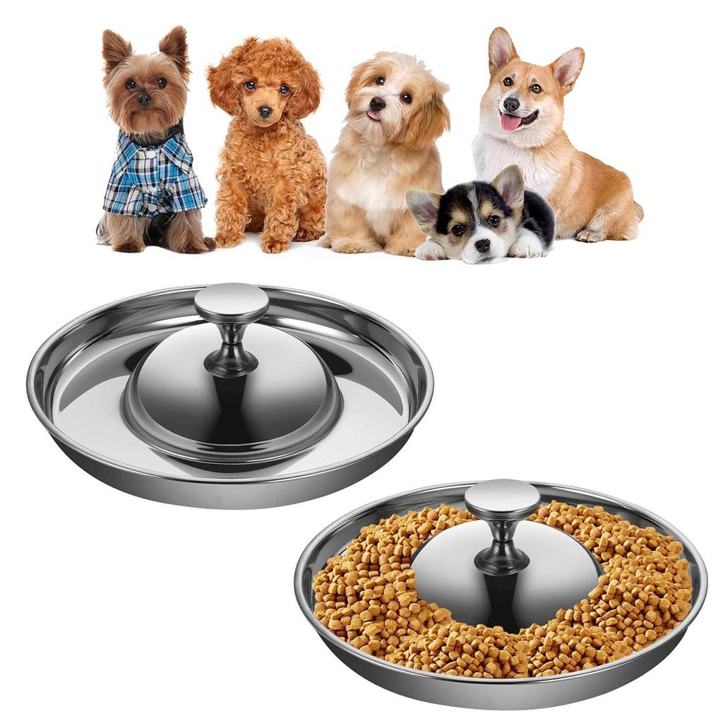Hundenäpfe,2 Stück Edelstahl Welpennapf,Hundenapf Welpen,Hundefutter Wasserschale Langsam Fütternde Entwöhnungsschüssel für Kleine Hunde Katz...