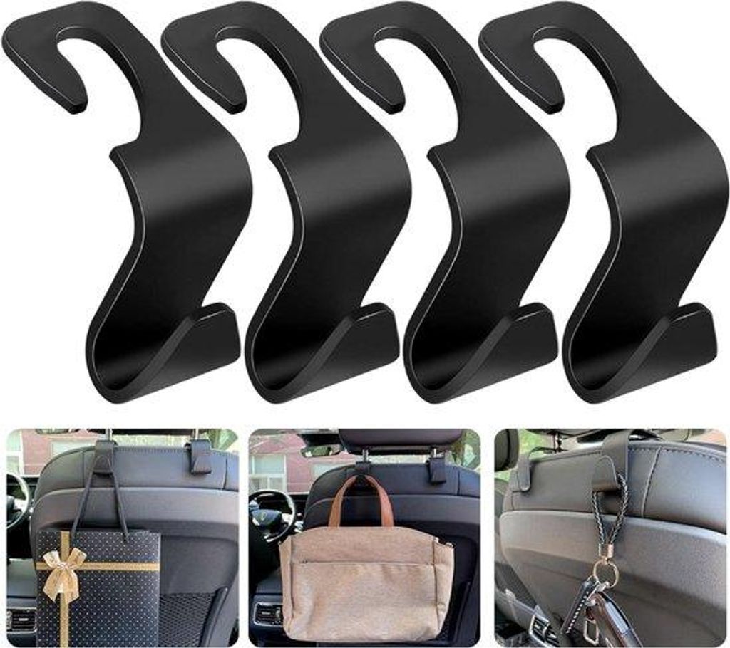 Auto-Organizer Set 6 Stuks – Draaibare Tas Houder voor Handtas und Boodschappentas – Interieur Accessoire in Schwarz