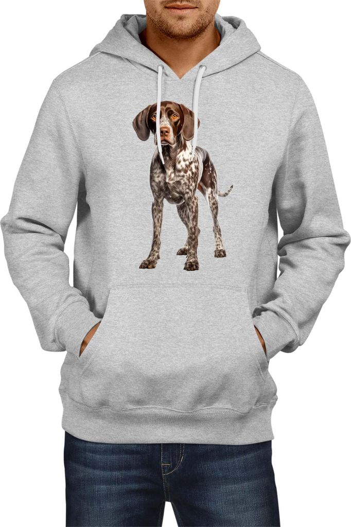 Herren Kapuzenpullover Dogs Breeds German Shorthaired Pointer Dog Breed 005, Man M / Grau