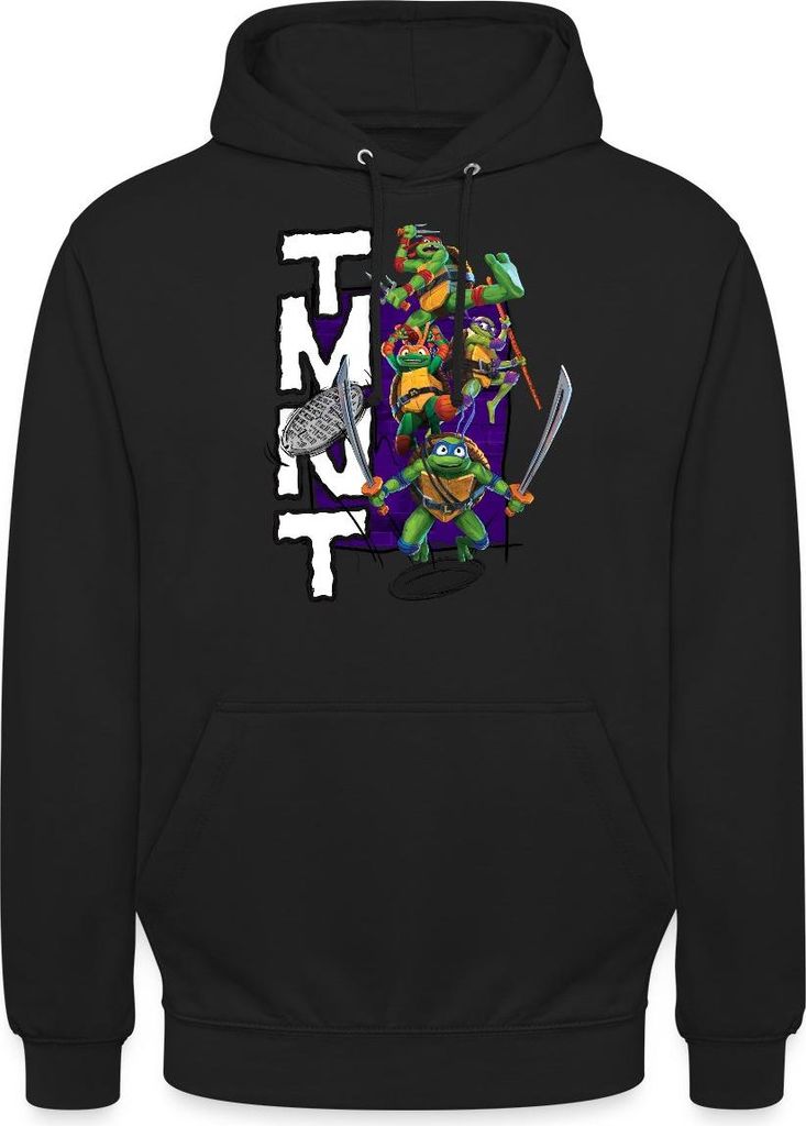 Spreadshirt TMNT Mutant Mayhem Donnie Mikey Leo Raph Uni Hoodie, L, Schwarz