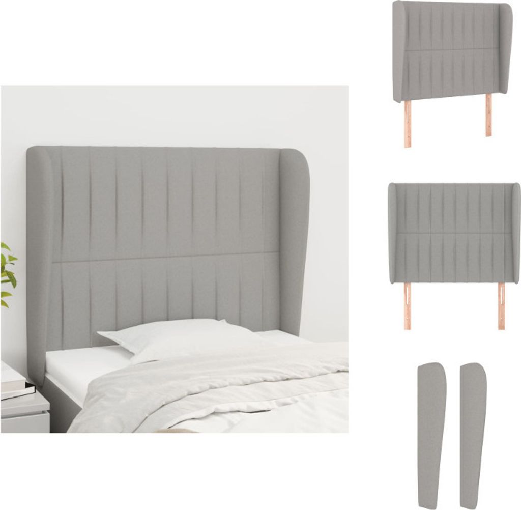 vidaXL Kopfteil mit Ohren Hellgrau 93x23x118/128 cm Stoff - Kopf- & Fußenden