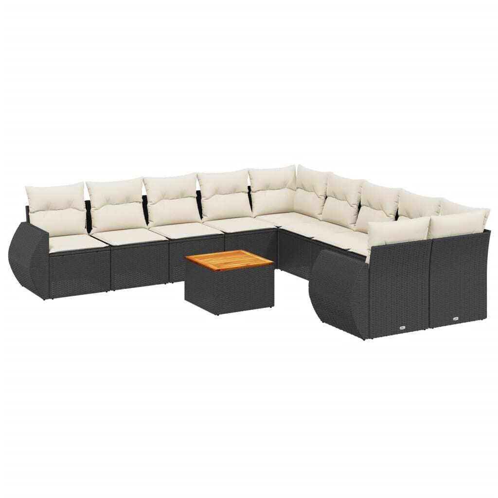 "WINTER SALE" 11-tlg. Garten-Lounge-Set - elegantes Design - Sitzgruppe/Gartengarnitur - mit Kissen Schwarz Poly Rattan - Terassenmöbel NeuMöbel3...