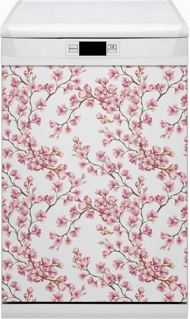 Küche Magnet für Spülmaschine Abwaschbar 45x80 cm Geschirrspüle - Pinke Blumen