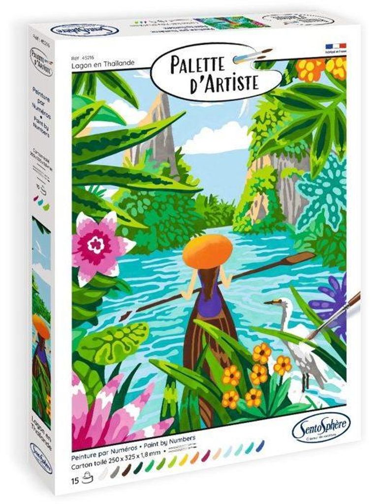 Acrylmalerei Set, SENTOSPHERE Palette D'artiste Lagon en Thailande, Malen nach Zahlen für Erwachsene, Leinwandbild, 50% -basiert