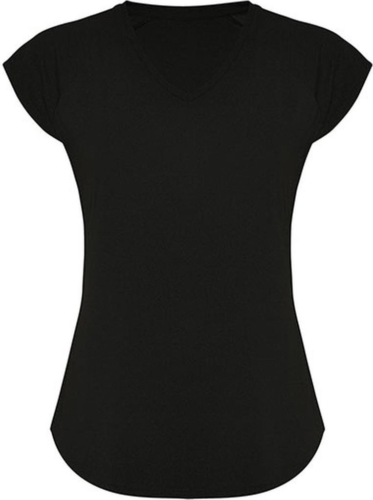 Roly CA6658 | Damen Avus T-Shirt, Polyester mit Baumwollfeeling - Farbe: Black 02 - Größe: L