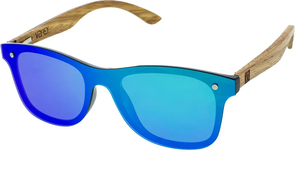 Lunettes de Soleil VeyRey Anti-Éblouissement Bois et Verres Verts Nerd