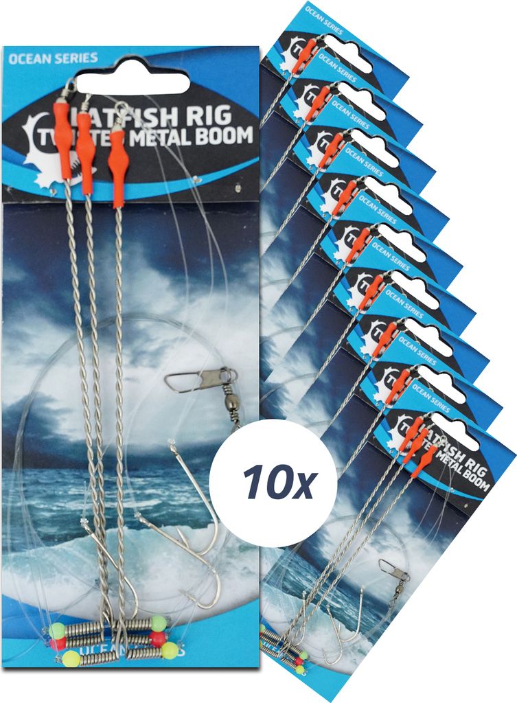 Eurocatch Plattfischvorfach – Metallhalter – 3 Haken – Größe 8 – 10 Stück – Plattfisch-Paternoster – Meeresangeln