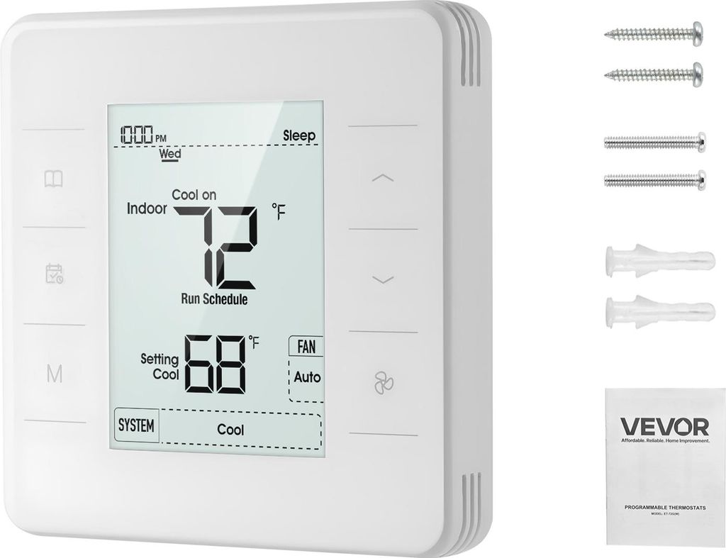 VEVOR Thermostat 7-Tage-programmierbar, Raumthermostat für Wärmepumpe, Klimaanlage, Fußbodenheizung, LED-Bildschirm mit Hintergrundbeleuchtung, ...