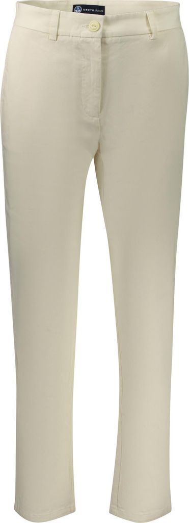 Damenhose Weiß Slim Fit: Chino mit Stickerei und Ozean Positiv