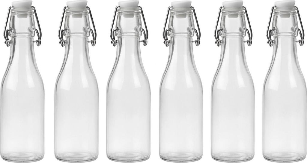 Bouteille à étrier métallique Lot de 6 bouteilles en verre Image du produit 