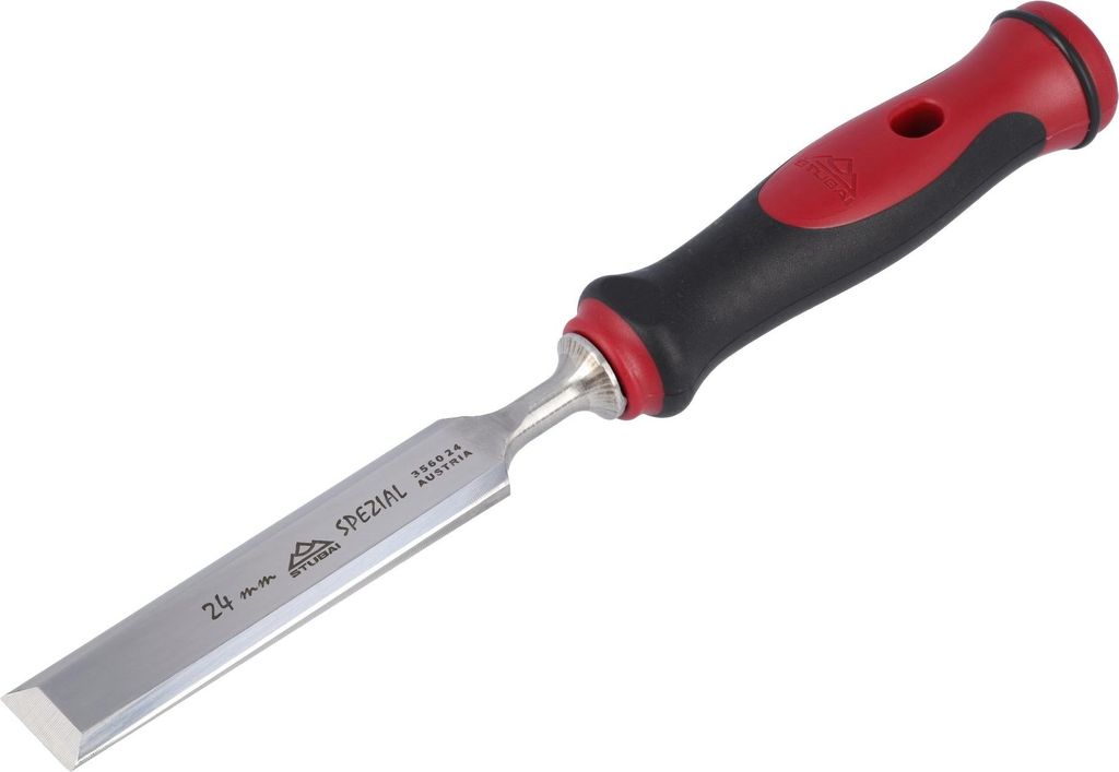 Ciseau à bois avec poignée rouge-noir 2K, 24mm, STUBAI Image du produit 