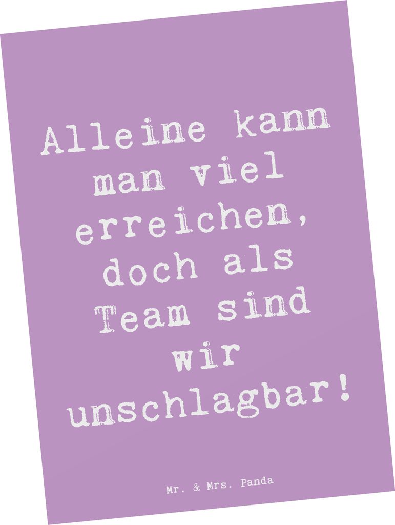 Mr. & Mrs. Panda Postkarte Spruch Im Team zusammenarbeiten Produktbild 