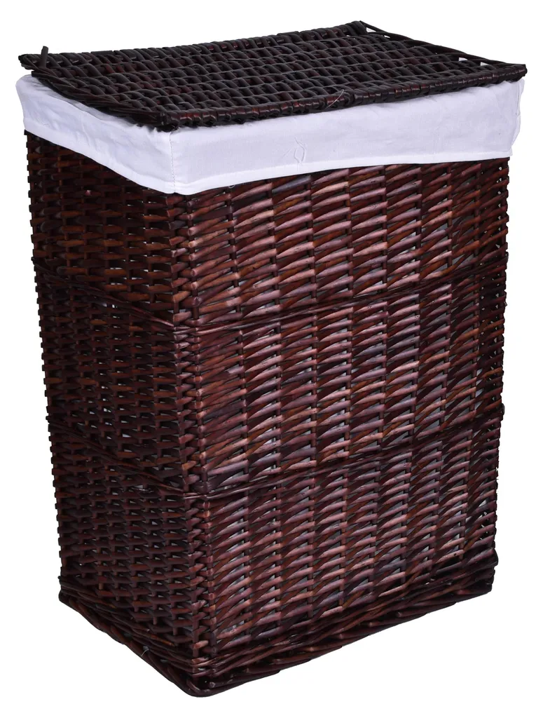 Panier à Linge 72L en Osier avec Couvercle - Bac de Tri Grande Taille