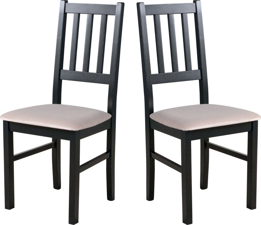 LeafDesign Esszimmerstühle Holz - Stuhl Buche Massiv - Stühle Esszimmer 2er Set - Holzstuhl - Esstischstühle - Küchenstühle 2 Set BOS 4, schwarz