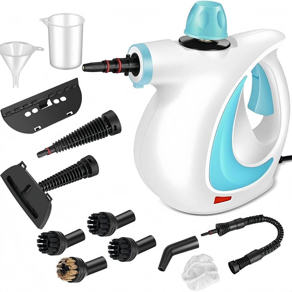 Multifunktional Handdampfreiniger, tragbarer Dampfgarer mit 12-teiligem Zubehör, 350ml Dampfreiniger sofa, für Möbel, Boden, Polster, Blau