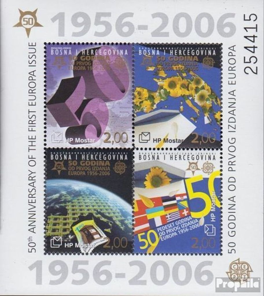 Briefmarken Bosnien - Kroat. Post Mostar 2006 Mi Block7 (kompl.Ausg.) postfrisch 50 Jahre Europamarken