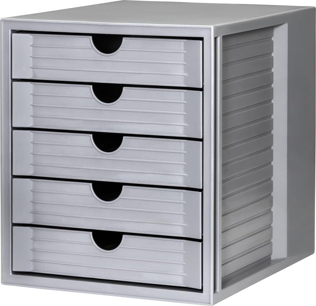 HAN Schubladenbox SYSTEMBOX KARMA mind. 80% Recycling-Kunststoff mit 5 geschlossenen Schubladen, Schreibtisch oder im Schrank, inkl. Auszugsperre +...