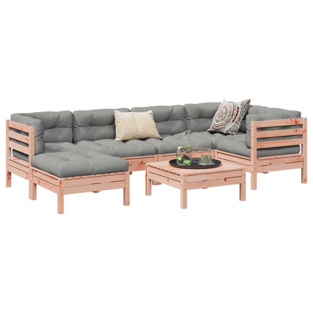 Möbel 7-tlg. Garten-Sofagarnitur mit Kissen Massivholz Douglasie - Gartenmöbelset 3299539