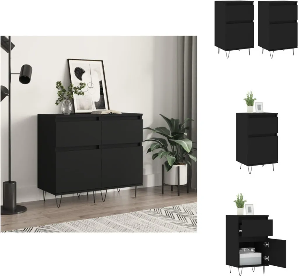 vidaXL Credenze Nere Set da 2: Eleganza per la tua Casa