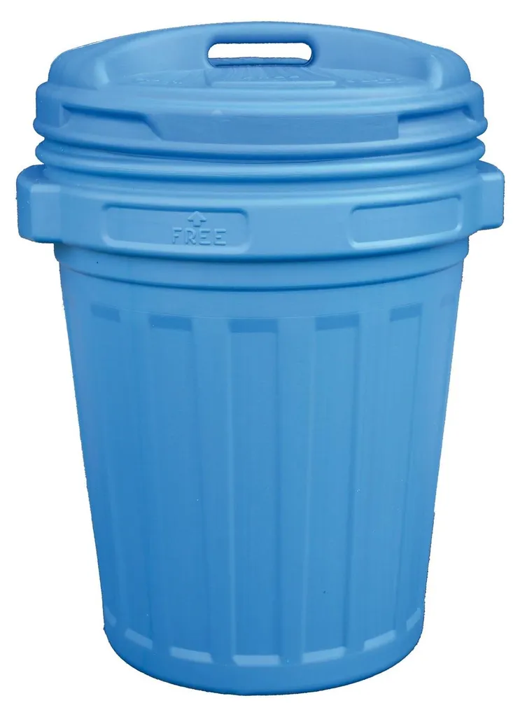 Poubelle de jardin et garage 70L bleue hermétique - Idéale stockage sec