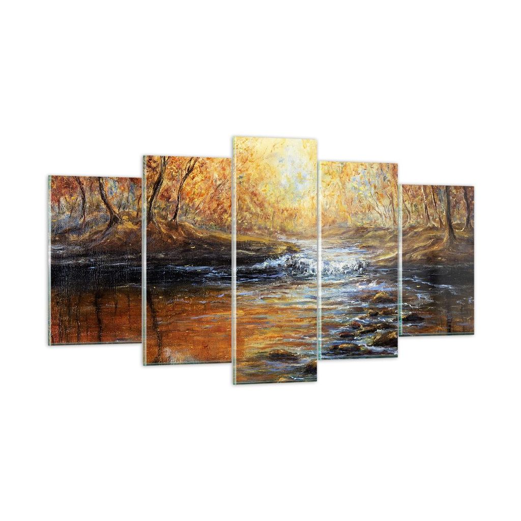 Bilder auf glas - Bach Park Baum - 160x85cm - Glasbilder - Wandbilder - Kunstdruck - zum Aufhängen bereit - Wanddekoration aus Glas - Glas Bilder ...