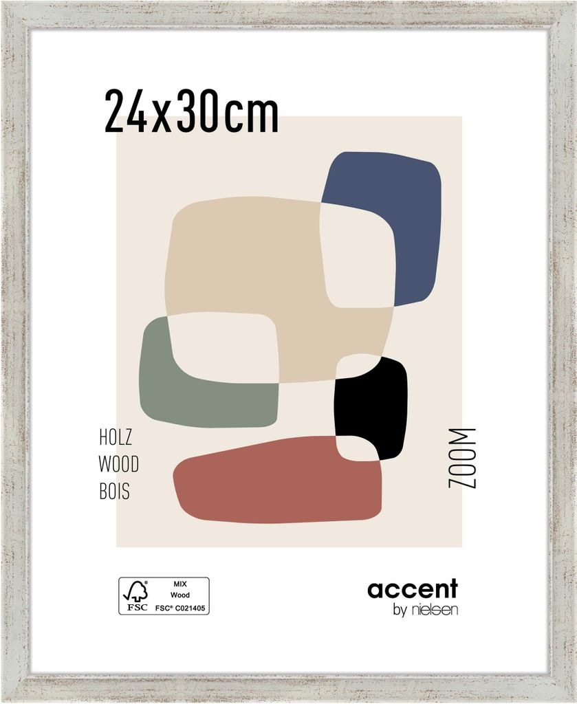 accent by nielsen Holz Bilderrahmen Zoom, 24x30 cm, Silber
