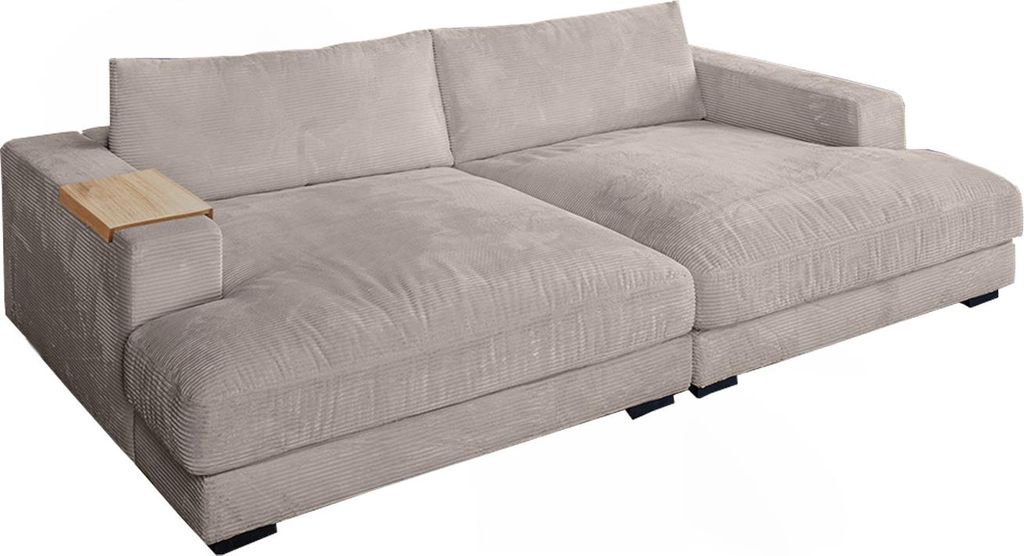 KAWOLA Big Sofa MADELINE mit Holztablett natur für Armlehne Produktbild 