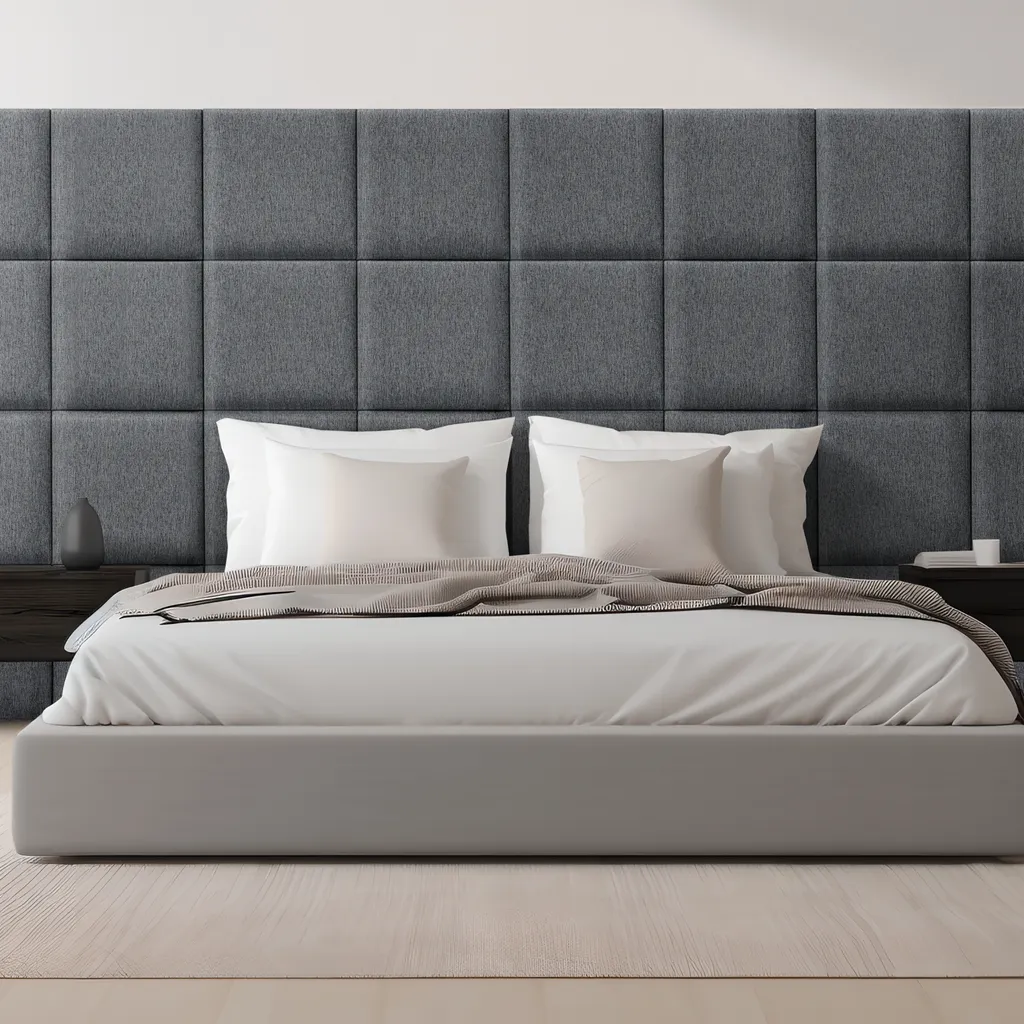 Panneau mural rembourré Carpino en tissu Lot de 4 Carreaux 30x30 Gris