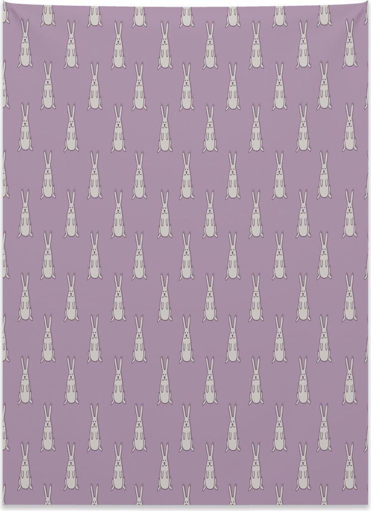 Abakuhaus Mauve Wandteppich, Kaninchen Muster Kinder Design aus Weiches Mikrofaser Stoff Kein Verblassen Klare Farben Waschbar, 110 x 150 cm, Hellgrau