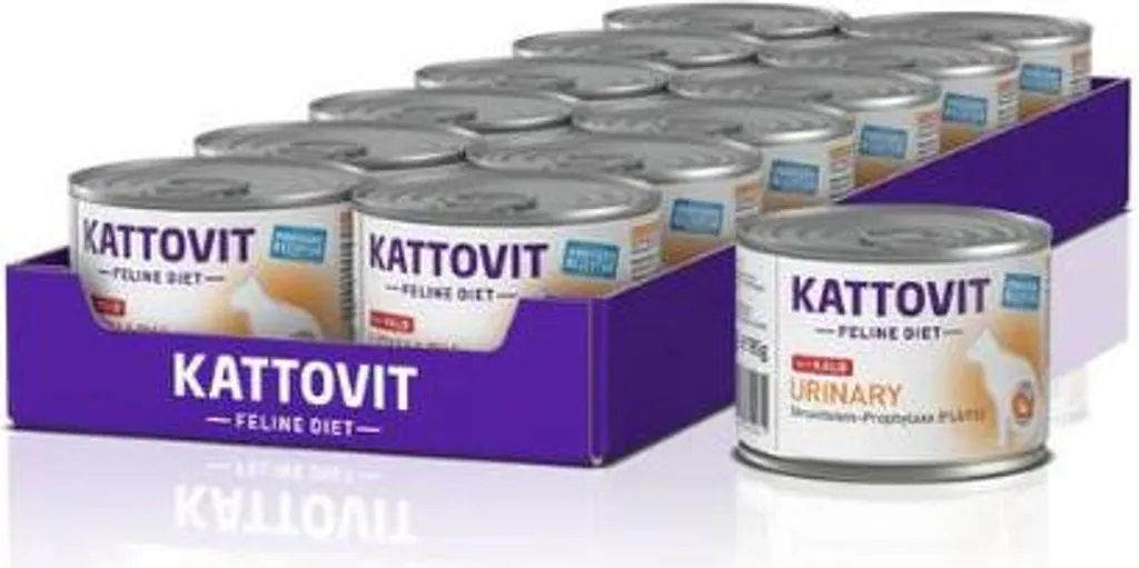 Alimentation Chat Calculs Urinaires Kattovit Veau - Pack 12 x 185g