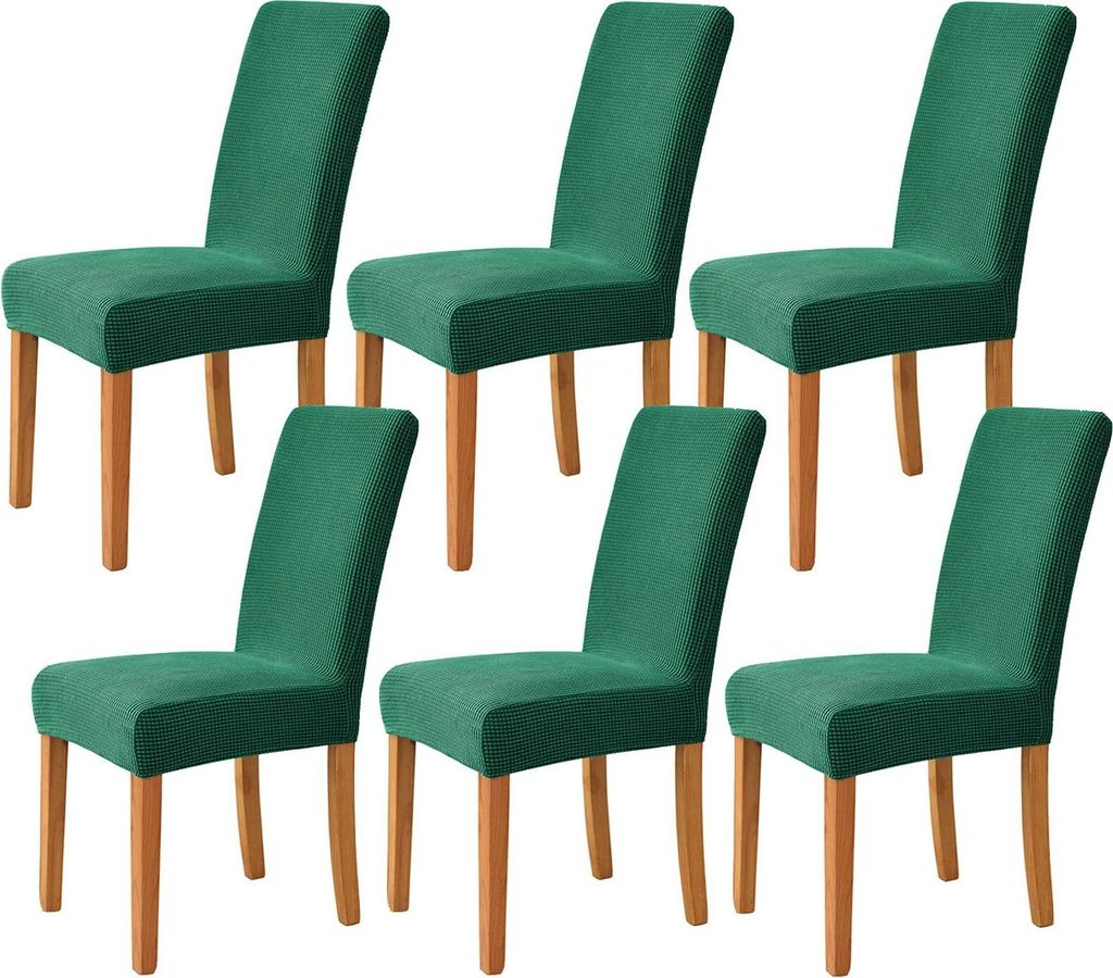 Stretch Stuhlhussen, Weiche Beschützer Stuhlhussen Anti-rutsch Stuhlhussen Stuhlbezug für Stuhl Esszimmer Für Bankett, Satz von 6, Dunkelgrün
