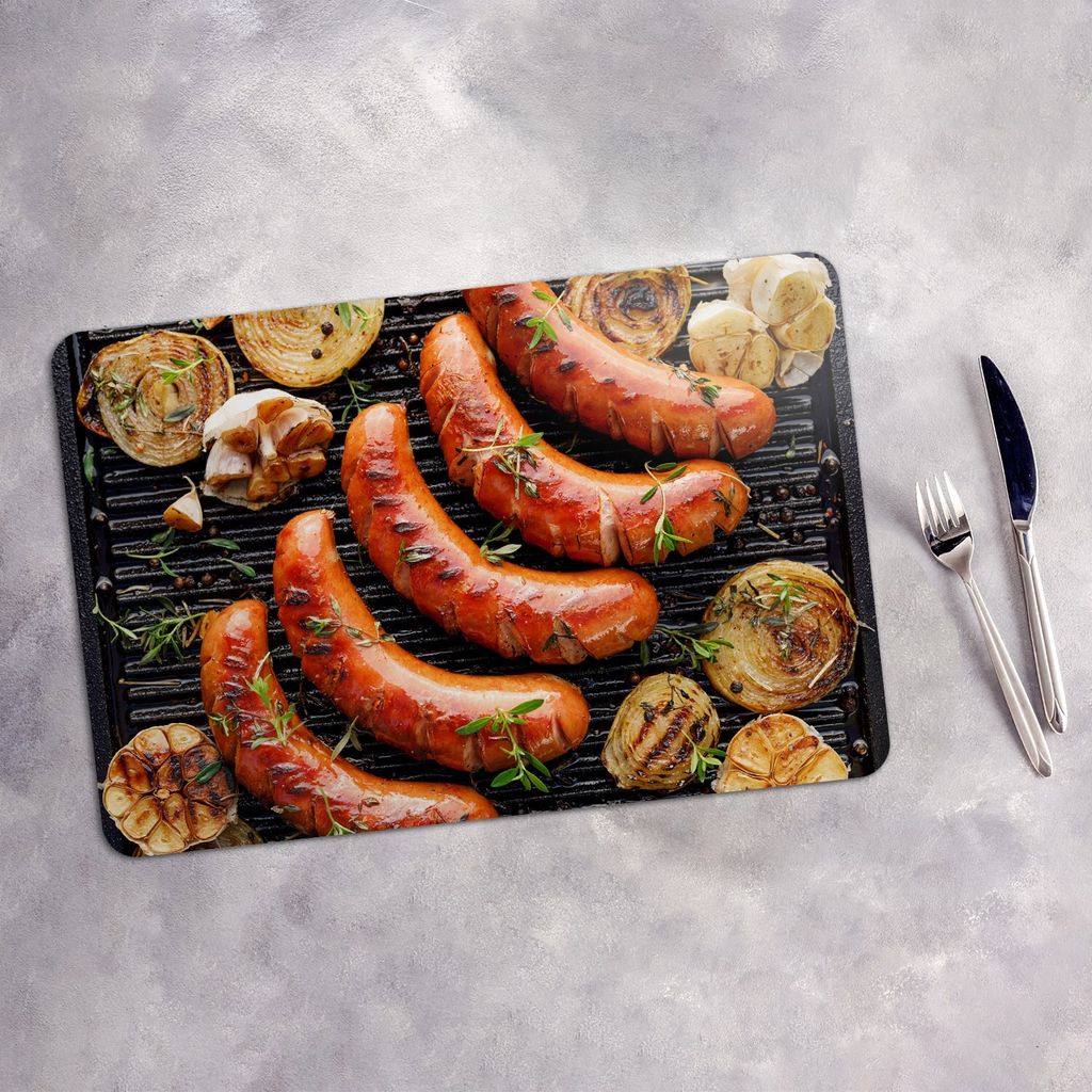 Tischset 4x45x30 cm + 10fi cm Platzset Tischmatte Platzmatte Untersetzer - Grill Wurst bbq Kräuter