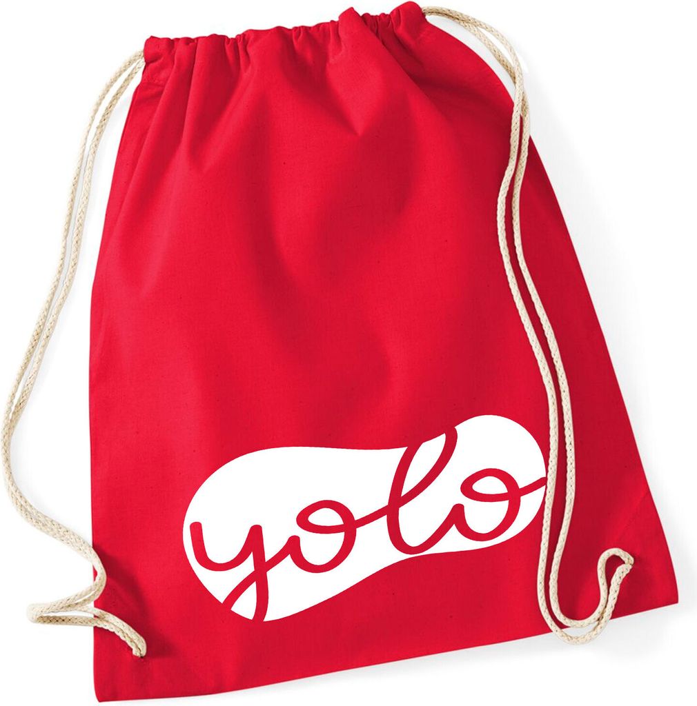 Huuraa Turnbeutel YOLO you only live once 12 Liter Classic Red Baumwolle Rucksack Geschenkidee