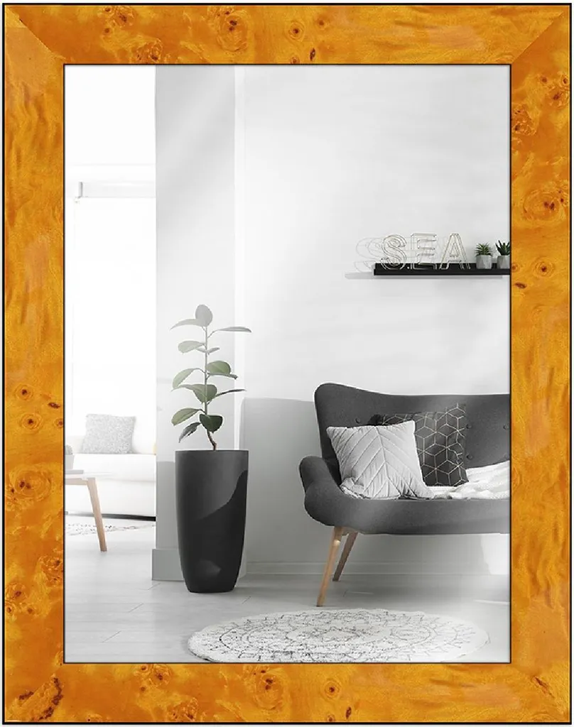 MendeFrames H14E Specchio da Parete Legno Radice Chiaro 24x30cm