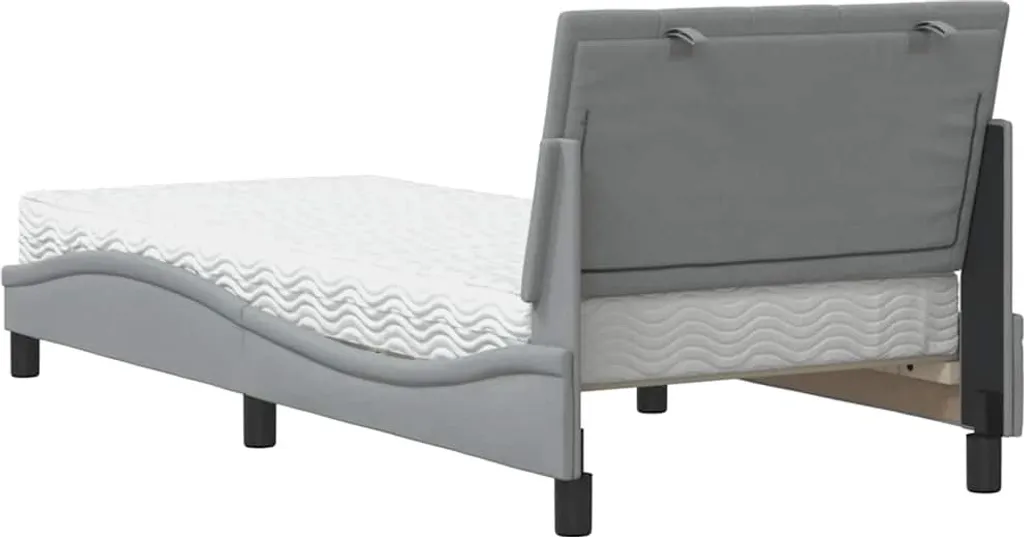 Lit Hanko gris clair 80x200 en tissu avec matelas haute résilience
